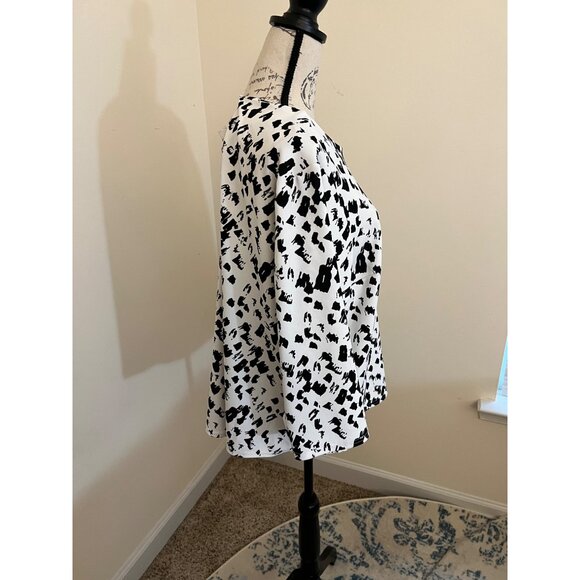 NEW Melloday Knit Blouse White Black Blouse Long Sleeve Shirt Top Stretchy 2X - Picture 5 of 10